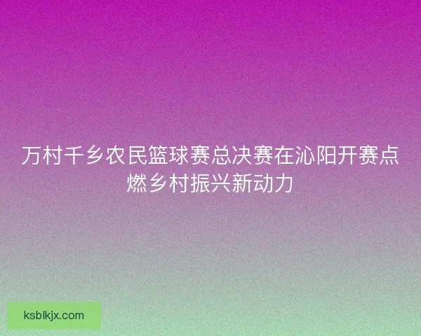 万村千乡农民篮球赛总决赛在沁阳开赛点燃乡村振兴新动力
