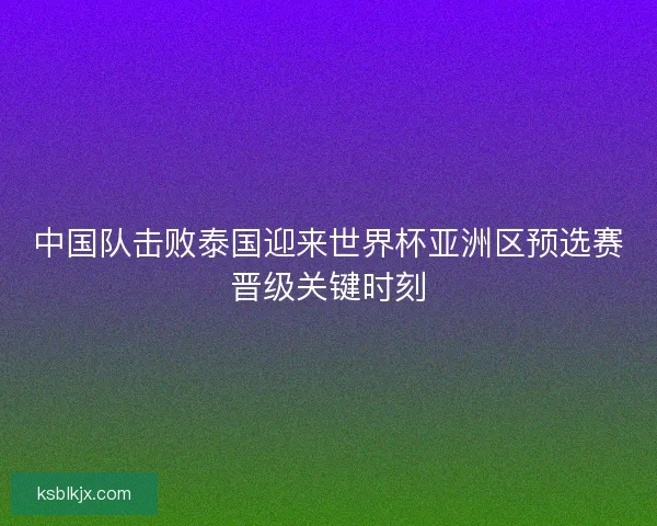 中国队击败泰国迎来世界杯亚洲区预选赛晋级关键时刻