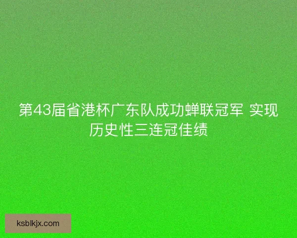 第43届省港杯广东队成功蝉联冠军 实现历史性三连冠佳绩